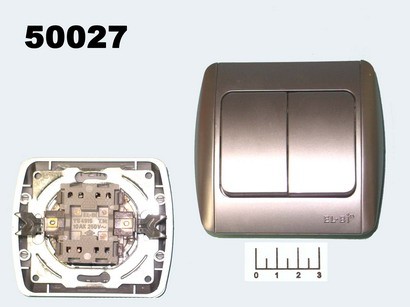 Выключатель 2-клавишный EL-BI Zirve металлик