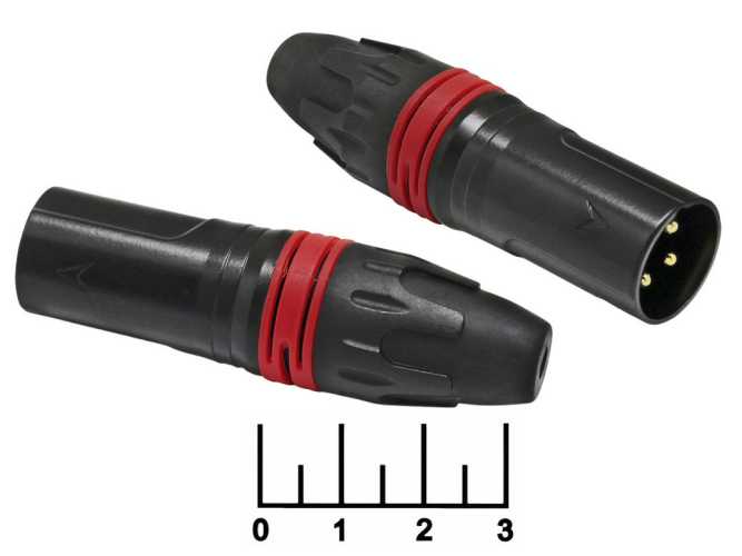 Разъем XLR штекер металл красный gold