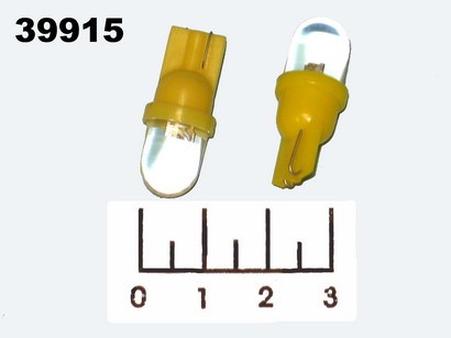 Лампа светодиодная 12V T10 желтая 10мм 15ГР