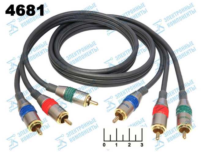 Шнур 3RCA-3RCA 1м component серый Premier