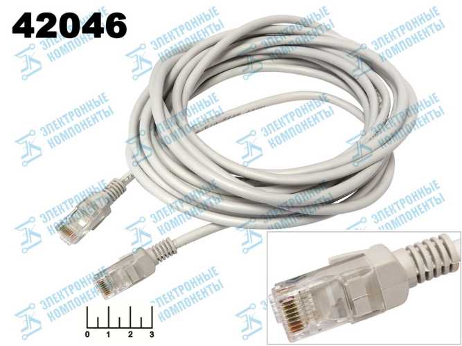 Шнур 8P8C-8P8C (RJ-45) 5м Perfeo (патч-корд)