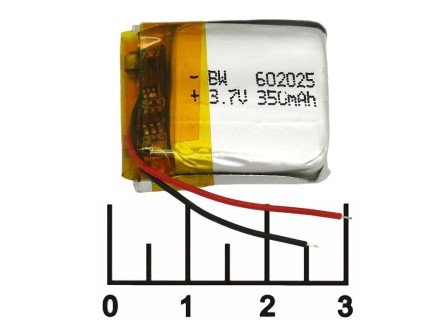 Аккумулятор 3.7V 0.35A 26*22*5.5 602025 Lithium polymer