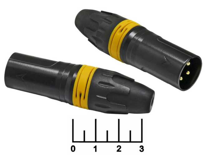 Разъем XLR штекер металл оранжевый gold