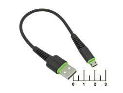 Переходник USB A штекер/micro USB 5pin штекер 25см KP-25 (быстрая зарядка) (черный)