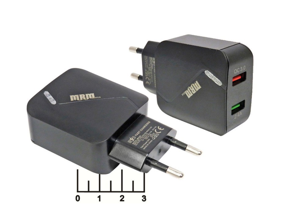 Сетевое зарядное устройство 2USB 5V 3.1A/9V 2A/12V 1.5A QC-3.0 MRM MR-819C (быстрая зарядка)