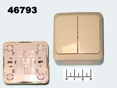 Выключатель 2-клавишный накладной Powerman кремовый (7023)