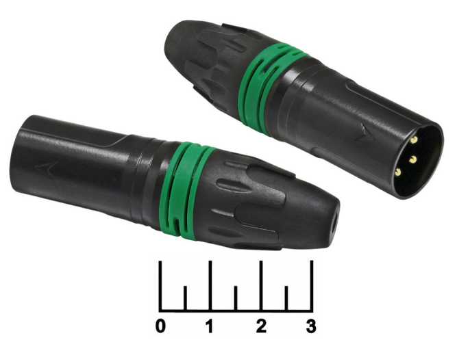 Разъем XLR штекер металл зеленый gold