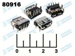 Разъем USB A гнездо на плату угловой (USBA-1JBR) (S0789)