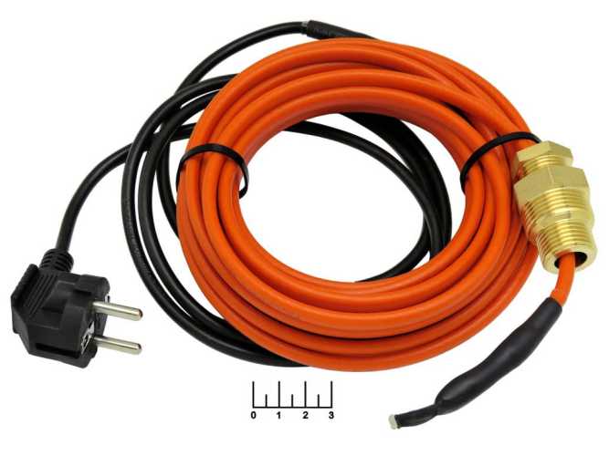 Кабель греющий саморегулируемый в трубу 6м/60W IP67 с вилкой (51-0603-4)