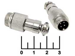 Разъем 4pin штекер хром на кабель GX12 (MIC-12-4)