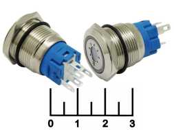 Кнопка IPBS-R/R c фиксацией антивандальная белая металл 12-24V (19мм) (лампа) 5 контактов