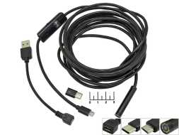 Видеокамера USB/micro/USB/Type C инспекционная 8LED 8мм 3.5м эндоскоп
