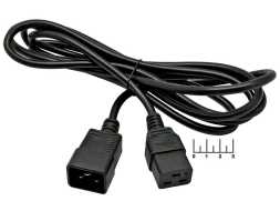 Шнур сетевой 3pin гнездо C19/штекер C20 удлинитель 3м (3*1.5)