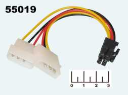 Переходник 3pin power 2 штекера/6pin гнездо 15см (GCS-S73/CC-PSU-6) (203-3321) (Molex)
