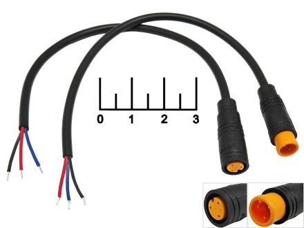Разъем 3pin в комплекте на проводе 35см влагозащищенный M8