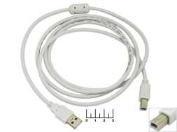 Шнур USB-USB B 1.8м (фильтр) (белый) (113816)
