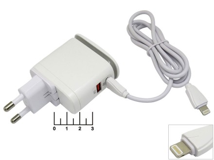 Сетевое зарядное устройство USB + Type C 5V 3A/9V 2A/12V 1.5A (шнур Tуpe-C-Lightning) Ldnio A2423C