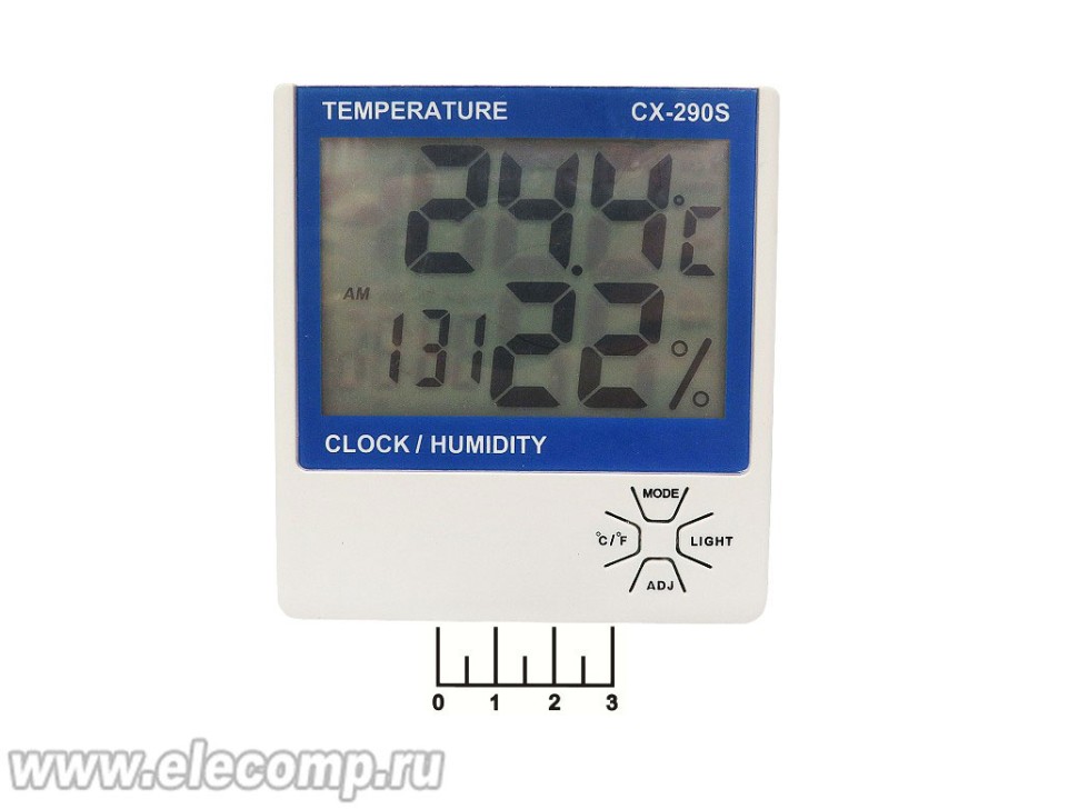 Термометр-гигрометр электронный CX-290S + часы