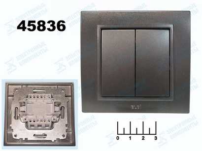 Выключатель 2-клавишный EL-BI Zena черный металлик