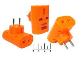 Тройник электрический /3 без земли 10-16A Camry KM-162 оранжевый