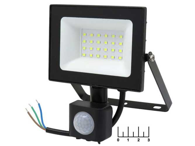 Прожектор светодиодный с датчиком движения 220V 20W 24LED 6500K б/х Smartbuy SBL-FLSen-20-65 IP65