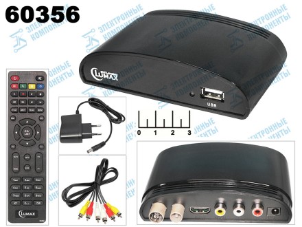 Ресивер цифровой телевизионный DVB-T2 Lumax DVT2-41103HD + медиаплеер (шнур 3RCA-3RCA)