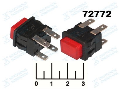Кнопка PBS-Q/Q красная с фиксацией 4 контакта SC-7097 (подсветка12V)