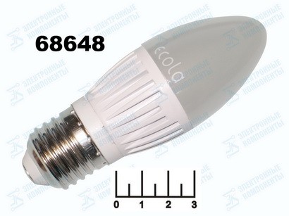 Лампа светодиодная 220V 8W E27 2700K белый теплый свеча матовая Ecola (37*104) C7RW80ELC (640lm)