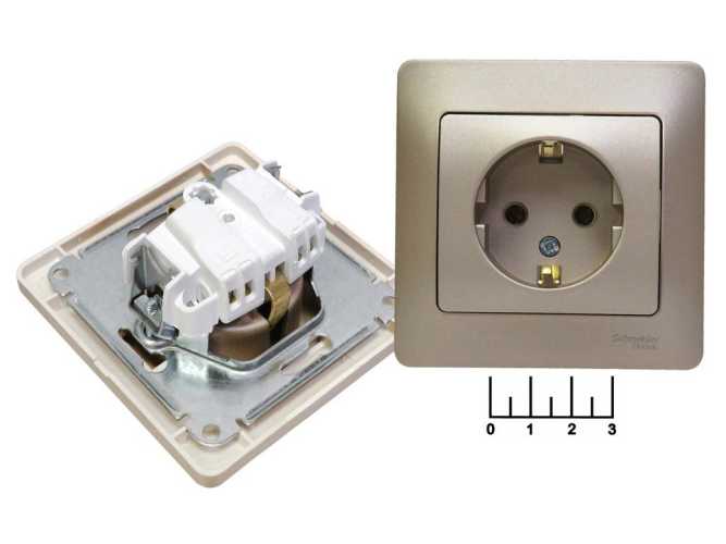Розетка электрическая врезная с землей Glossa титан (GSL000443)