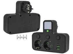 Тройник электрический /2 с землей + 2USB + Type C 10A с подсветкой HG-275