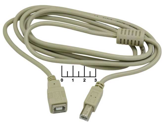 Шнур USB B-USB B гнездо 1.8м (фильтр) (серый)