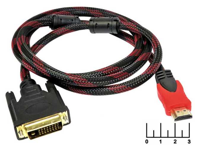 Шнур DVI-HDMI 1.5м gold шелк (фильтр)