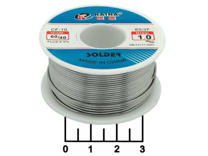 Припой 1мм 100гр олово(63%) свинец(37%) с флюсом CF-10 Kaina на катушке