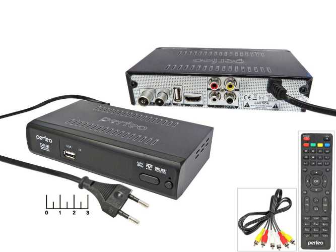Ресивер цифровой телевизионный DVB-T2 Perfeo Leader PF-A4412 + медиаплеер (шнур 3RCA-3RCA)