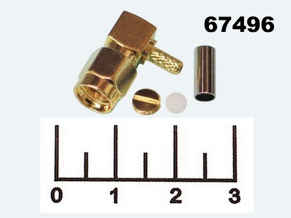 Разъем SMA штекер обжимной RG-174 угол gold