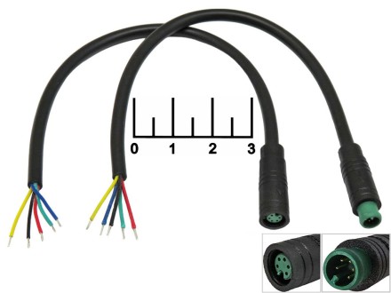 Разъем 5pin в комплекте на проводе 35см влагозащищенный M6
