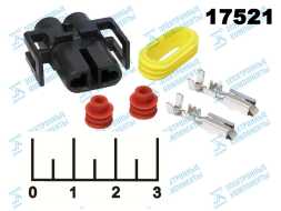 Патрон-разъем 2pin гнездо 2.8мм влагозащищенный DJ7028Y-2.8-21 авто на кабель (H11)