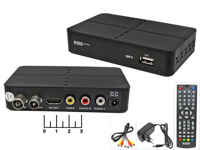 Ресивер цифровой телевизионный DVB-T2 Эфир HD-222 + медиаплеер (шнур 3RCA-3RCA)