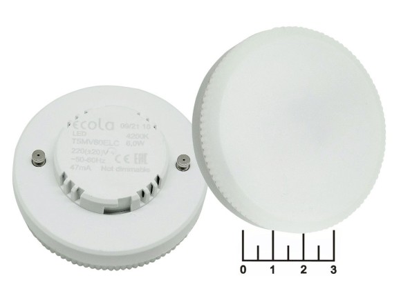 Лампа светодиодная 220V 6W GX53 4200K белый матовая Ecola (27*75) T5MV60ELC (480lm)