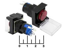 Кнопка 250/5 AL6 красная круглая с фиксацией с крышкой 5 контактов (подсветка 24V) LA160-16A