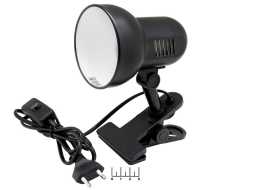 Светильник для лампы E27 на прищепке с выключателем H-035 (черный) Camelion (7197)