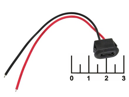 Разъем питания Type C гнездо в панель 2pin на проводе 10см TIPE-C-2Pin-Y