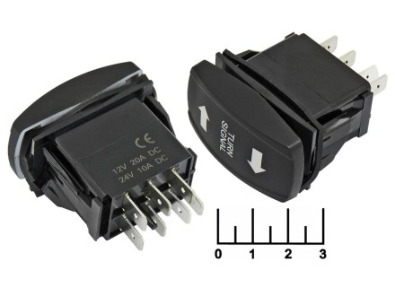 Выключатель 24/10 RK1-06 черный LED синий с фиксацией 7 контактов 3-х позиционный YJ (стрелки)