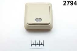 Выключатель 1-клавишный накладной TDM (Ладога) слоновая кость с индикацией