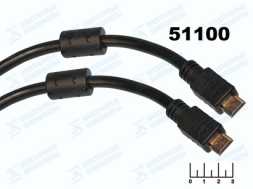 Шнур HDMI-HDMI 15м gold пластик (фильтр)