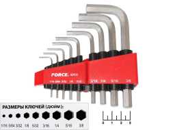 Набор шестигранников дюймовых Force 5093S (9 штук)