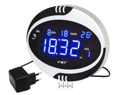 Часы цифровые VST-770T-5 синие с датчиком температуры+ ПДУ