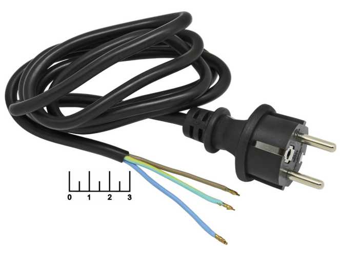 Шнур электрический с землей 1.5м (3*1) (вилка прямая) черный (9345)