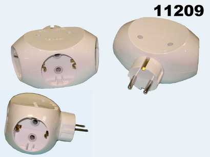 Тройник электрический /3 с землей 16A Makel (10015) белый