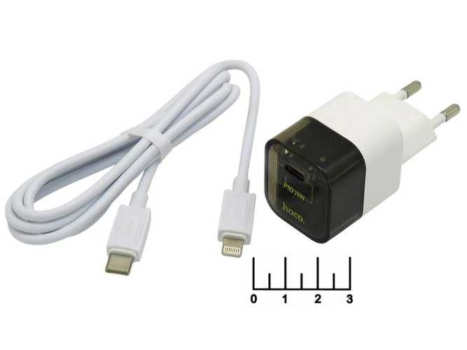 Сетевое зарядное устройство Type C 5V 3A/9V 2.22A/12V 1.67A Hoco C125A (шнур Lightning)